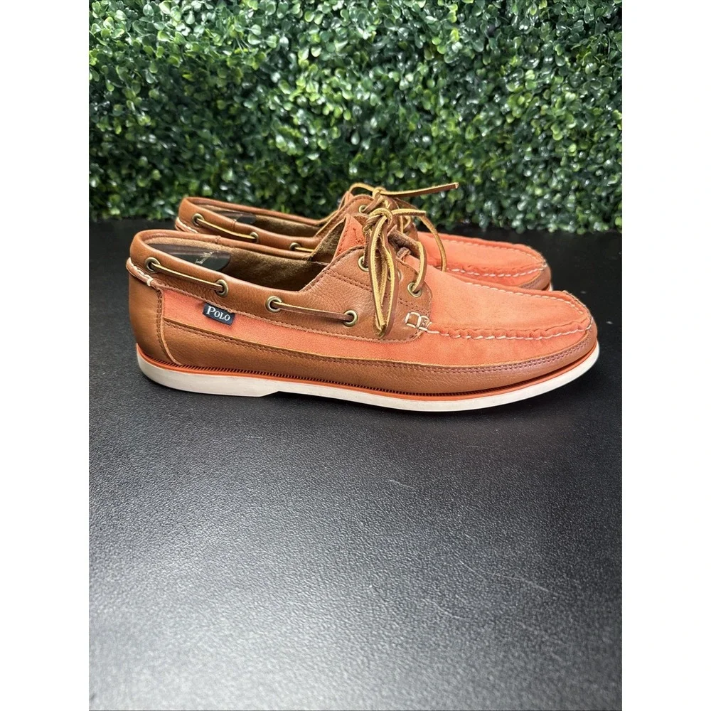 Polo Ralph Lauren Bienne boat shoes Men's Size 11.5 D Orange Brown
